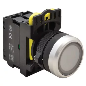   TRACON NYG3-LW - Világító nyomógomb, fehér 1×NO, 5A/230V AC-15, IP65, LED 230V AC/DC