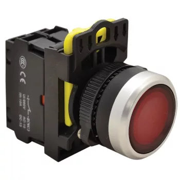   TRACON NYK3-LR - Világító nyomókapcsoló, piros 1×NC, 5A/230V AC-15, IP65, LED 230V AC/DC