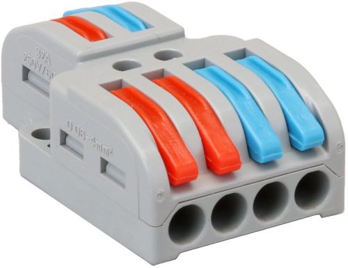 TRACON OVO2P24 - Többpólusú csavar nélküli vezetékösszekötő, nyitható 0,5-4mm2, 32A, 400VAC 2P