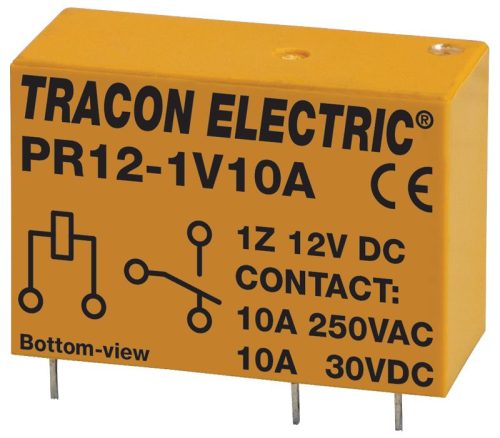 TRACON PR12-1V10A - Print relé 12V DC / 1×CO (10A, 230V AC / 30V DC)
