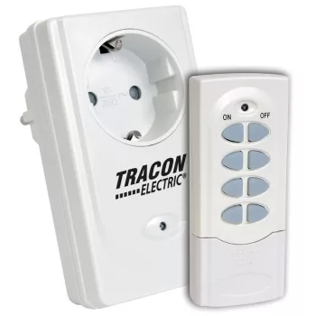   TRACON RCS11 - Távkapcsolós csatlakozóaljzat, 1 aljzat, 1 távírányító 230VAC, 50Hz, 3600W, IP20, 433,92MHz