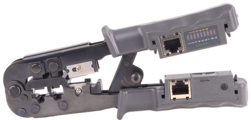 TRACON RJT - Vágó- ,csupaszító- és présszerszám teszterrel RJ45, RJ11, RJ12
