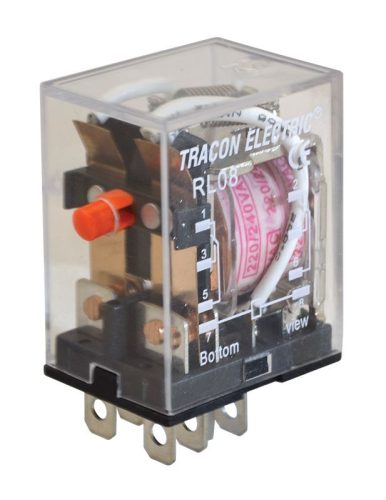 TRACON RL08-12DC - Miniatűr teljesítmény relé 12V DC / 2×CO (10A, 230V AC / 28V DC)