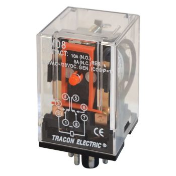   TRACON RM08-110AC - Ipari relé 110V AC / 2×CO, (3A, 230V AC / 28V DC)