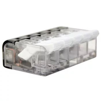   TRACON RVON5 - Csavar nélküli vezetékösszekötő, nyitható átlátszó 0,2-4mm2, 32A, 450VAC 5P