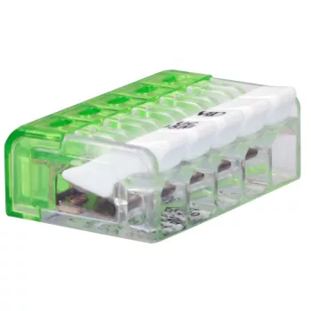   TRACON RVONK5 - Csavar nélküli vezetékösszekötő, nyitható átlátszó 0,2-2,5mm2, 24A, 450VAC 5P