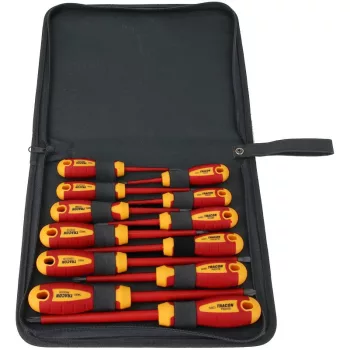   TRACON SDSETOF12 - Csavarhúzó 12es szett, 1000V-ra szig., CrV, SLPHPZ, tartóban SL 2.5, 4, 5.5, 6.5, PH0-3, PZ0-3 , AC 1000V