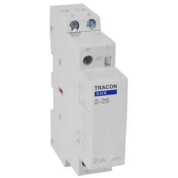   TRACON SHK2-25 - Installációs kontaktor 230V AC, 50Hz, 1 Mod, 2×NO AC1/AC7a, 25A