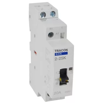   TRACON SHK2-25K - Installációs kontaktor 230V AC, 50Hz, 1 Mod, 2×NO, AC1/AC7a, 25A