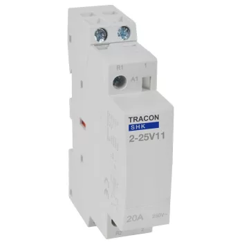   TRACON SHK2-25V11 - Installációs kontaktor 230V AC, 50Hz, 1 Mod, 1×NO+1×NC, AC1/AC7a 25A