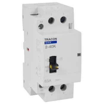   TRACON SHK2-40K - Installációs kontaktor 230V AC, 50Hz, 2 Mod, 2×NO, AC1/AC7a, 40A