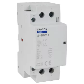   TRACON SHK2-40V11 - Installációs kontaktor 230V AC, 50Hz, 2 Mod, 1×NO+1×NC, AC1/AC7a, 40A