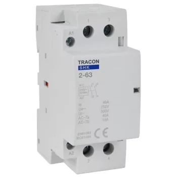   TRACON SHK2-63 - Installációs kontaktor 230V AC, 50Hz, 2 Mod, 2×NO, AC1/AC7a, 63A