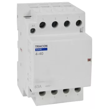   TRACON SHK4-40 - Installációs kontaktor 230V AC, 50Hz, 3 Mod, 4×NO, AC1/AC7a, 40A
