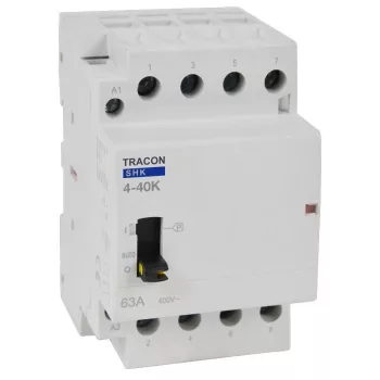   TRACON SHK4-40K - Installációs kontaktor 230V AC, 50Hz, 3 Mod, 4×NO, AC1/AC7a, 40A