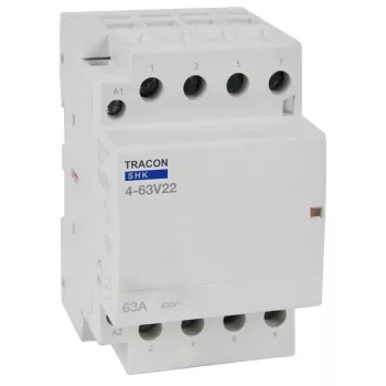   TRACON SHK4-63V22 - Installációs kontaktor 230V AC, 50Hz, 3 Mod, 2×NO+2×NC, AC1/AC7a, 63A
