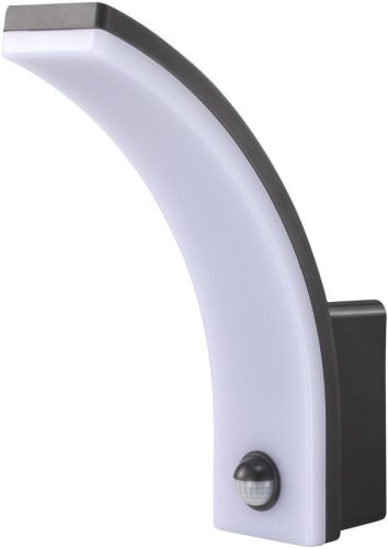TRACON SLIBA20W - Mozgásérzékelős fali lámpatest, ívelt forma, antracit 230VAC, 20W, 140°, 2-9m,10s-15m, 4500K , IP65, 2300lm, EEI=E