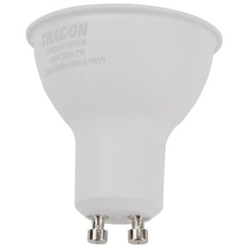   TRACON SMDSGU107NW - Műanyag házas SMD LED spot fényforrás SAMSUNG chippel 230V,50Hz,GU10,7W,630lm,4000K,120°,SAMSUNG chip, EEI=F