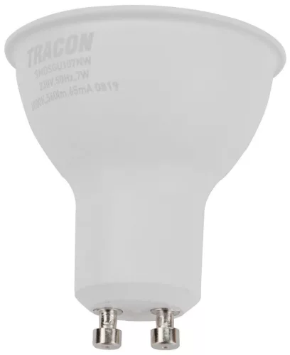 TRACON SMDSGU107NW - Műanyag házas SMD LED spot fényforrás SAMSUNG chippel 230V,50Hz,GU10,7W,630lm,4000K,120°,SAMSUNG chip, EEI=F