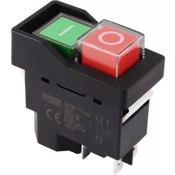  TRACON SSTM-03 - Relés biztonsági kapcsoló, bepattintható, fekete kerettel 4PIN, 230VAC, 12A/AC3, IP54, 6,3×0,8
