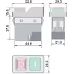 TRACON SSTM-03 - Relés biztonsági kapcsoló, bepattintható, fekete kerettel 4PIN, 230VAC, 12A/AC3, IP54, 6,3×0,8