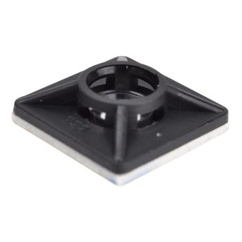   TRACON TALP201 - Öntapadós/csavarozható, 4oldalt fűzhető kötegelő talp,fekete 19×19mm, d=5mm, PA6.6, 3M