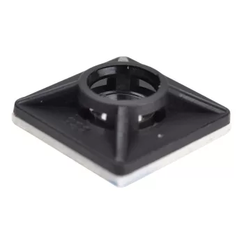   TRACON TALP201 - Öntapadós/csavarozható, 4oldalt fűzhető kötegelő talp,fekete 19×19mm, d=5mm, PA6.6, 3M