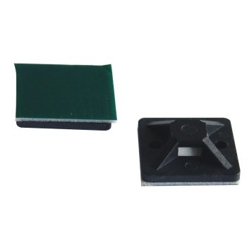   TRACON TALP271 - Öntapadós/csavarozható, 4oldalt fűzhető kötegelő talp,fekete 25×25mm, d=3,5mm, PA6.6