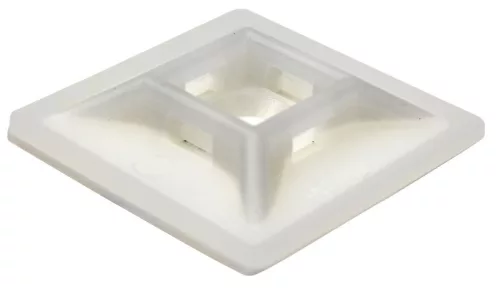 TRACON TALP280 - Öntapadós/csavarozható, 4oldalt fűzhető kötegelő talp,natúr 28×28mm, d=5,7mm, PA6.6, 3M
