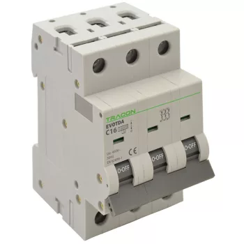   TRACON TDA-3C-2 - Kismegszakító, 3 pólus, C karakterisztika 2A, C, 3P, 10kA