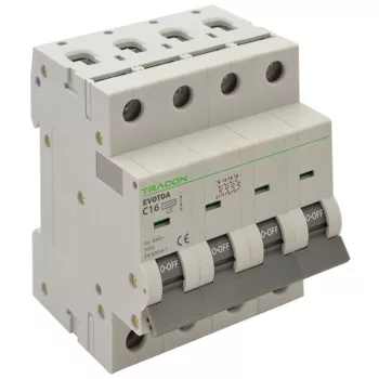   TRACON TDA-4B-63 - Kismegszakító, 4 pólus, B karakterisztika 63A, B, 4P, 10kA