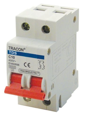 TRACON TDS-2C-63 - Kismegszakító, színes karral, 2 pólus, C karakterisztika 63A, 6kA