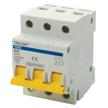   TRACON TDS-3B-16 - Kismegszakító, színes karral, 3 pólus, B karakterisztika 16A, 6kA