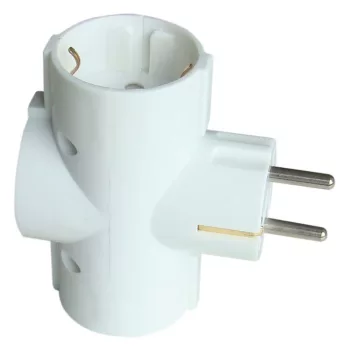   TRACON TDUGO9 - Többférőhelyes átalakító csatlakozó, 90°, fehér 3×SCHUKO, max.16A, 250V