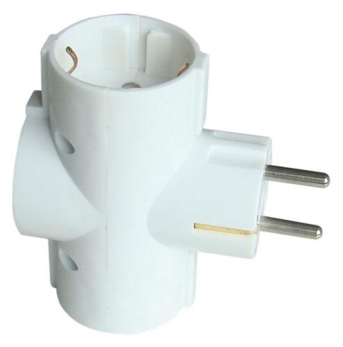 TRACON TDUGO9 - Többférőhelyes átalakító csatlakozó, 90°, fehér 3×SCHUKO, max.16A, 250V