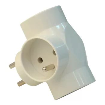   TRACON TDUGOF - Többférőhelyes átalakító csatlakozó, francia kivitelű, fehér 3×French, max.16A, 250V