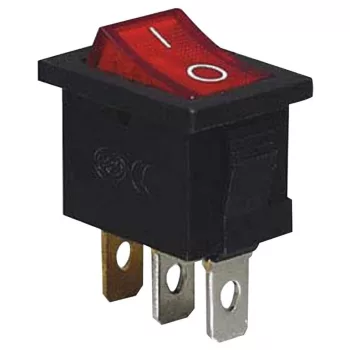   TRACON TES-33 - Készülékkapcsoló, BE-KI, piros-világító (0-I felirat) 16(6)A, 250V AC