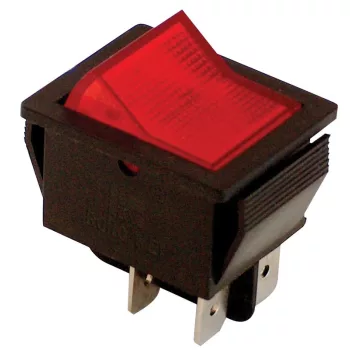  TRACON TES-41 - Készülékkapcsoló, BE-KI, 2-pólus, piros, világító raszter 16(6)A, 250V AC