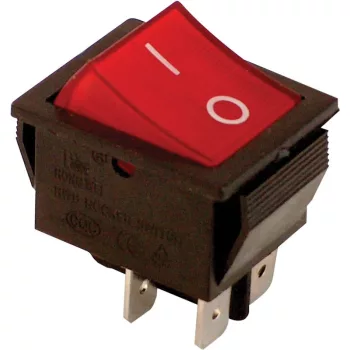   TRACON TES-42 - Készülékkapcs., BE-KI, 2-pólus, piros, 0-I felirat, világító 16(6)A, 250V AC
