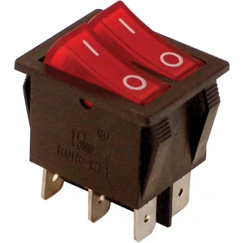   TRACON TES-43 - Készülékkapcsoló, BE-KI, 2-áramkör, piros, 0-I felirattal 16(6)A, 250V AC