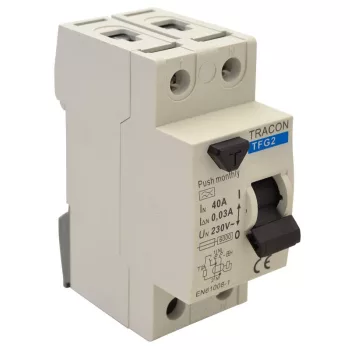   TRACON TFG2-40030 - Áram-védőkapcsoló, 2 pólusú 40A, 30mA, 6kA, A / AC