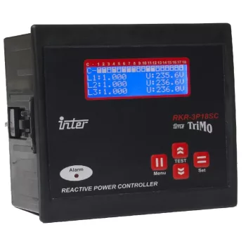   TRACON TFJA-08 - Fázisjavító automatika, 3f fázisonkénti szabályz. 18+1 kond. 144 X 144 mm