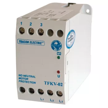  TRACON TFKV-02 - Védőrelé, feszültségfigyelő 3 vezetékes rendszerhez 3×400V AC ( 0,7-1,2)xUn fix, 5A/250V AC