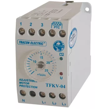   TRACON TFKV-04 - Védőrelé, feszültségfigyelő 3 fázisra aszim/túlmel. véd 3x230/400V AC,+/-5% - +/-25%, 5A/250V AC