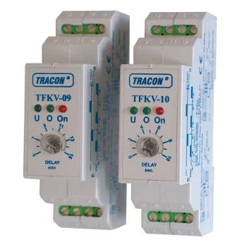   TRACON TFKV-10 - Védőrelé, feszültségfigyelő 1 és 3 fázisra, beáll. késl. Umin=160V, 0-10s, 5A/250V AC