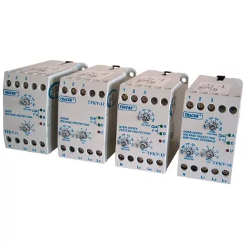   TRACON TFKV-11 - Védőrelé, feszcsökkenést/fesznöv. 3 fázisra, állítható Umin=100V / Umax=390-490V, 0.2s-15s, 5A/250V
