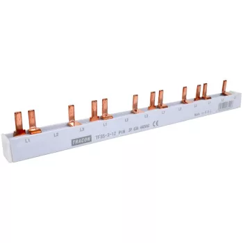   TRACON TFSS-3-12 - Soroló sín - csapos kivitelű max.63A, 230/400VAC, 3P, 12modul, 215mm