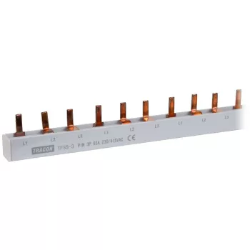   TRACON TFSS-3 - Soroló sín - csapos kivitelű max.63A, 230/400VAC, 3P, 56modul, 1m