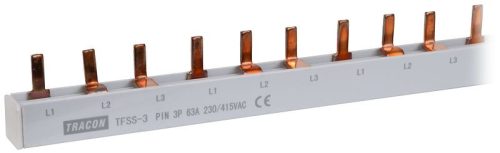 TRACON TFSS-3 - Soroló sín - csapos kivitelű max.63A, 230/400VAC, 3P, 56modul, 1m