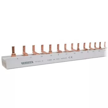   TRACON TFSS-4 - Soroló sín - csapos kivitelű max.63A, 230/400VAC, 4P, 56modul, 1m